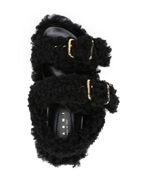 Marni shearling-trimmed sandals - Black