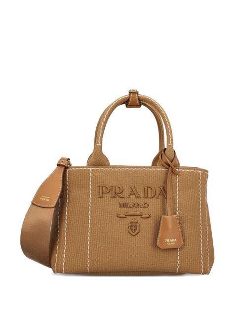Prada small Jardinière logo-embossed cotton tote bag - Brown - zdjęcie produktu nr 1
