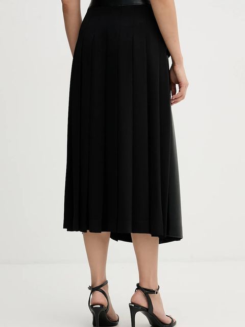 Sisley spódnica kolor czarny midi rozkloszowana 4SNML0034