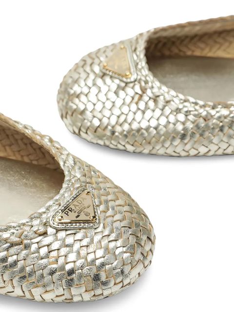 Prada woven ballet flats - Gold