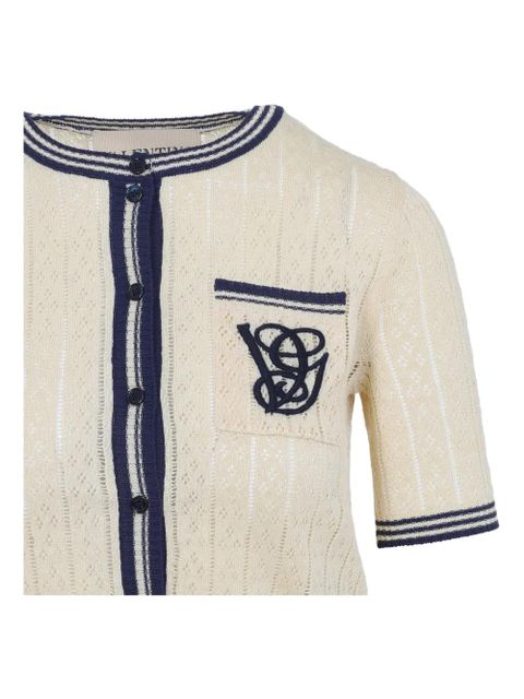 Valentino Garavani embroidered-pocket short-sleeve cardigan - Neutrals