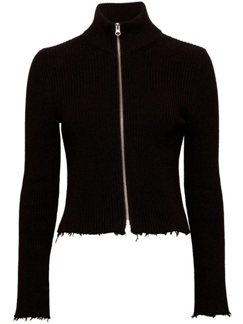 MM6 Maison Margiela ribbed cotton zip-up cardigan - Black - zdjęcie produktu nr 1