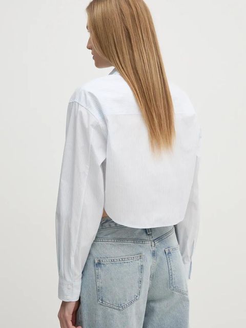 Calvin Klein Jeans koszula bawełniana damska kolor niebieski relaxed z kołnierzykiem klasycznym J20J225078