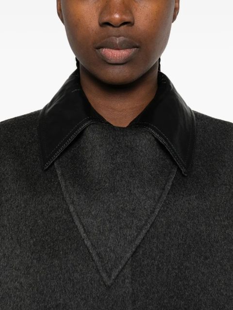 Nanushka contrast-collar wool jacket - Grey