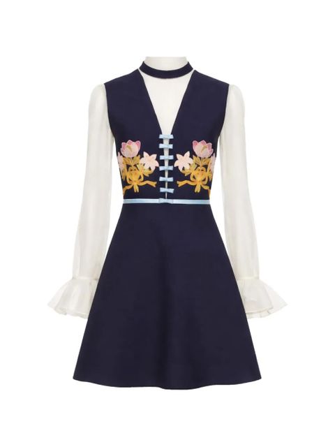 Valentino Garavani floral-embroidery dress - Blue - zdjęcie produktu nr 1