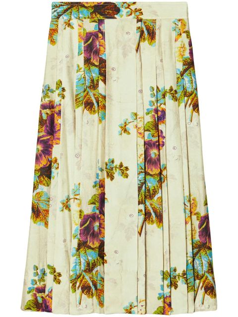 Tory Burch floral-patterned pleated skirt - Green - zdjęcie produktu nr 1