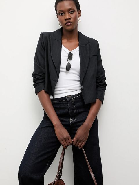 Answear.LAB marynarka kolor granatowy jednorzędowa