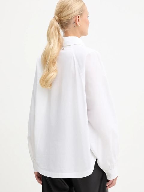 BOSS Orange koszula bawełniana damska kolor biały relaxed z kołnierzykiem klasycznym 50552163