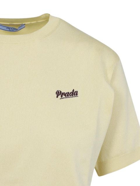 Prada logo -detail short-sleeved sweater - Yellow
