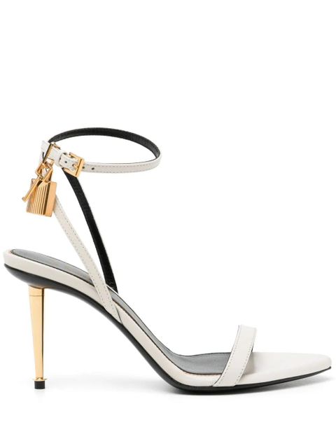TOM FORD Padlock 85mm leather sandals - White - zdjęcie produktu nr 1