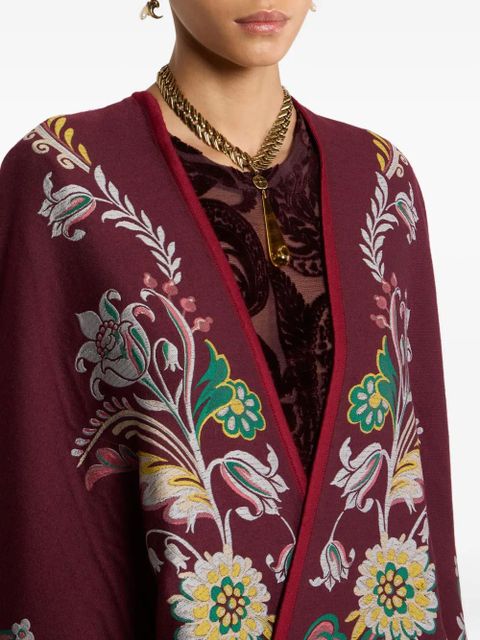 ETRO floral-jacquard cape - Red
