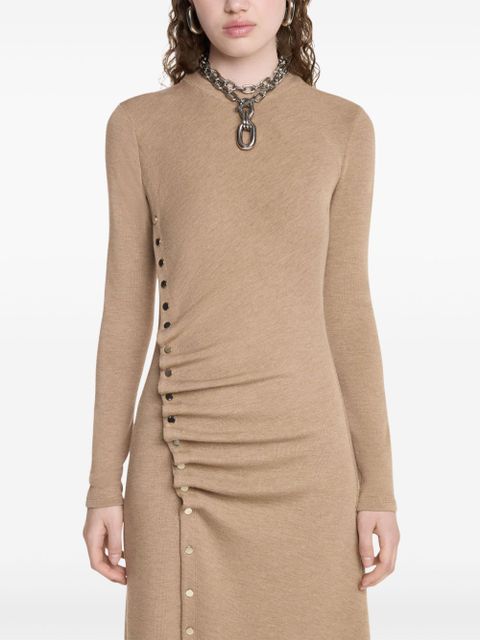 Rabanne asymmetric long-sleeve dress - Brown