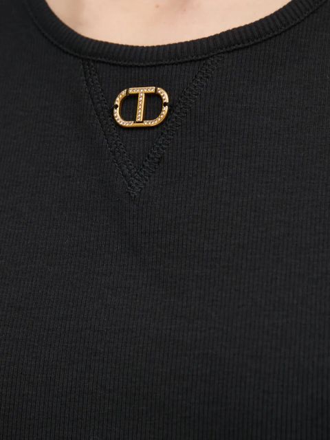 Twinset top bawełniany kolor czarny 251TP2550