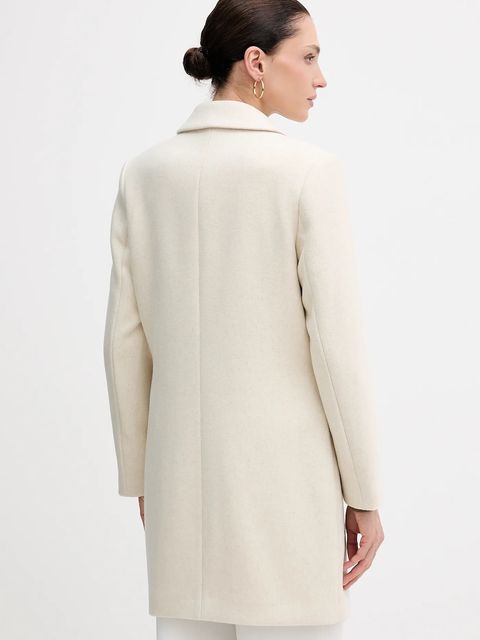 Sisley płaszcz wełniany kolor beżowy przejściowy 2JJYLN04N