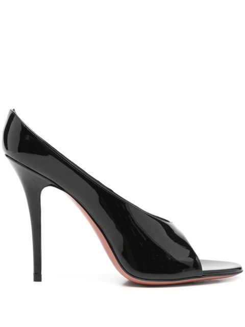 Amina Muaddi 110mm leather heeled mules - Black - zdjęcie produktu nr 1