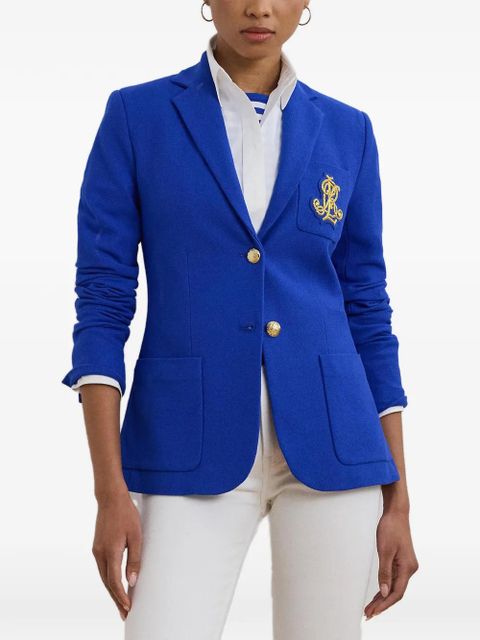 Lauren Ralph Lauren logo-patch piqué blazer - Blue - zdjęcie produktu nr 1