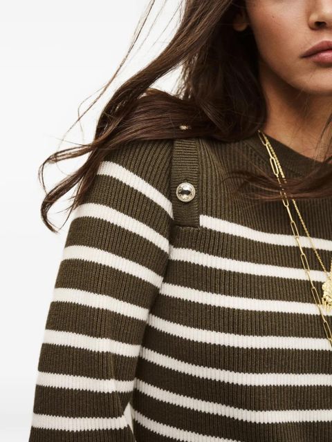 Ba&Sh Matio striped button-detail jumper - Green