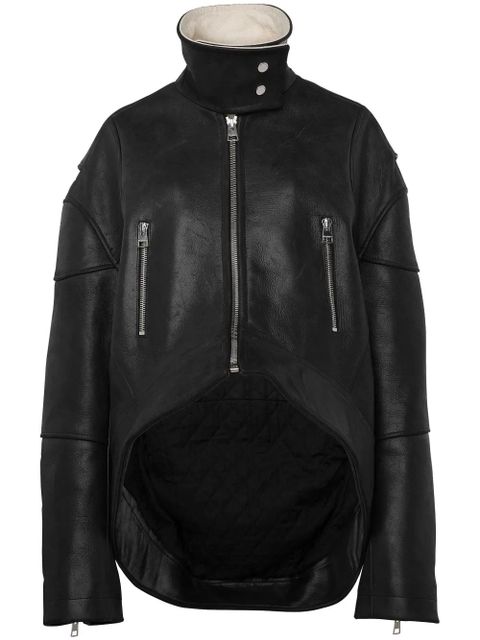 JW Anderson high-neck curved leather jacket - Black - zdjęcie produktu nr 1