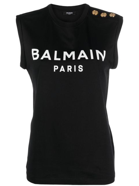 Balmain logo-print cotton tank top - Black - zdjęcie produktu nr 1