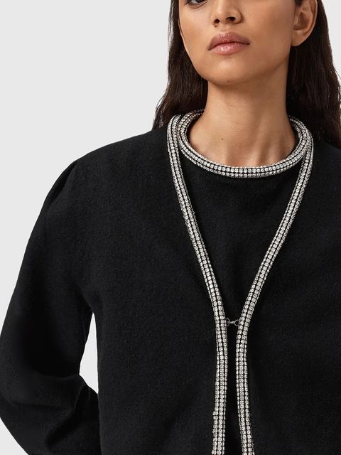 AllSaints kardigan wełniany ODELL damski kolor czarny W033KD