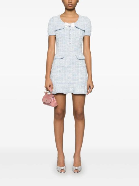 Self-Portrait check-knit mini dress - Blue - zdjęcie produktu nr 2