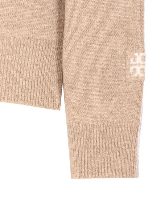 Tory Burch embroidered-logo high-neck sweater - Neutrals
