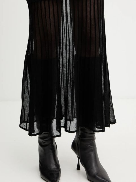 BOSS sukienka z dodatkiem wełny kolor czarny midi dopasowana 50550771