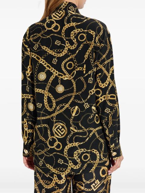 Balmain chain-print button-up shirt - Black