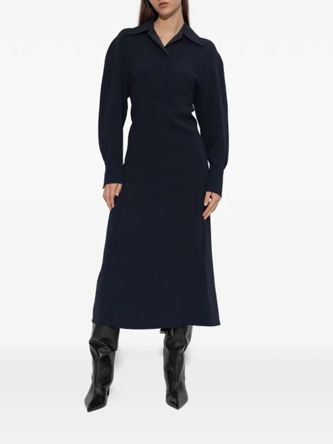 Victoria Beckham collared long-sleeve dress - Blue
