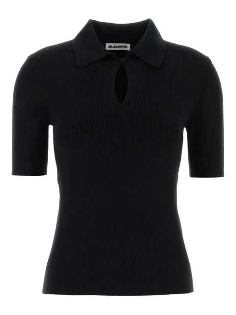 Jil Sander Keyhole wool polo shirt - Black - zdjęcie produktu nr 1