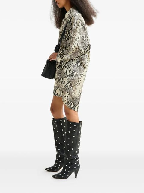Essentiel Antwerp snake-print shirt mini day dress - Neutrals