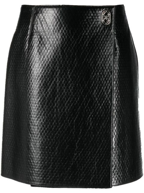 Ferragamo embossed wrap leather skirt - Black - zdjęcie produktu nr 1