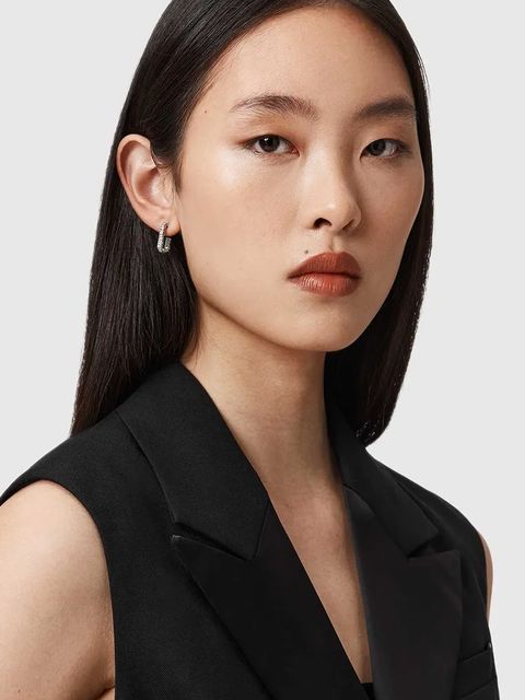 AllSaints kamizelka z dodatkiem wełny kolor czarny jednorzędowa W053QD