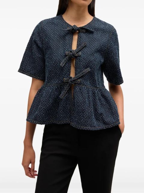 GANNI bow peplum top - Blue - zdjęcie produktu nr 2