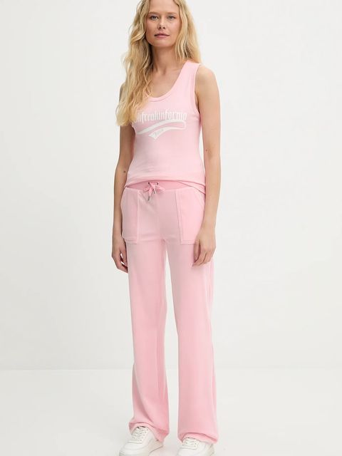 Juicy Couture spodnie dresowe DEL RAY POCKETED PANT damskie kolor różowy gładkie JCAP180