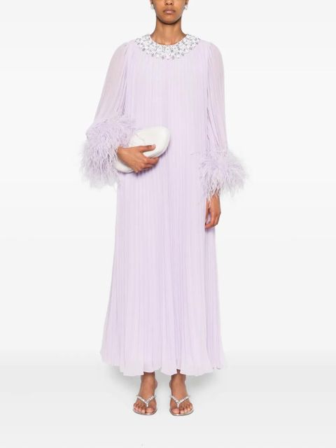 Self-Portrait chiffon feather-detail dress - Purple - zdjęcie produktu nr 2