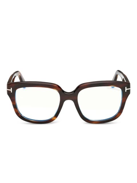 TOM FORD Eyewear square-frame logo-detail glasses - Brown - zdjęcie produktu nr 1