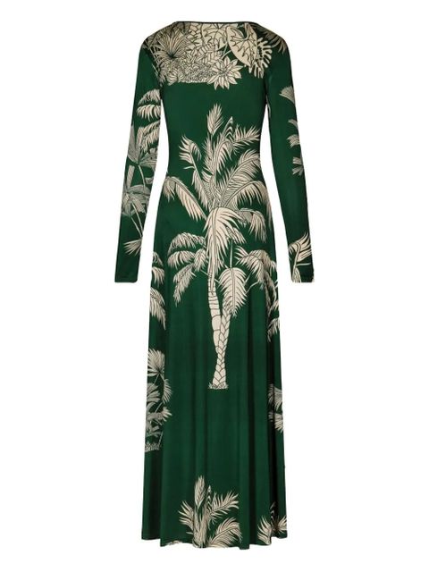 Johanna Ortiz Alma Bordada printed dress - Green