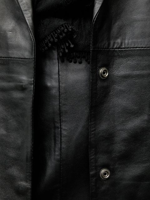 Answear.LAB płaszcz skórzany kolor czarny