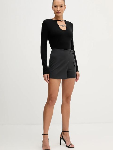 Sisley szorty damskie kolor szary gładkie high waist 483QL901T