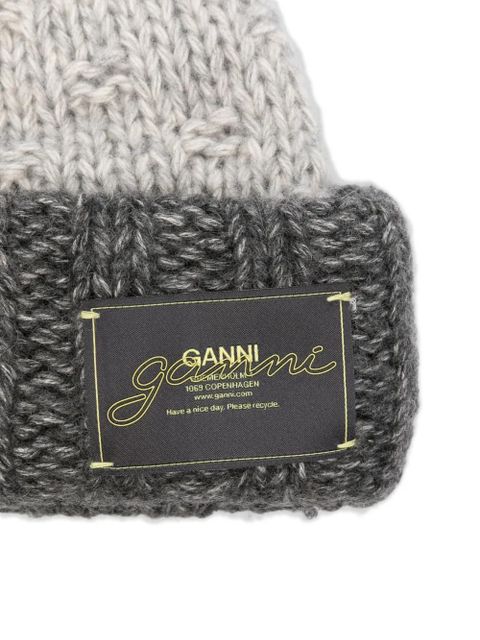 GANNI logo-appliqué beanie - Grey - zdjęcie produktu nr 2