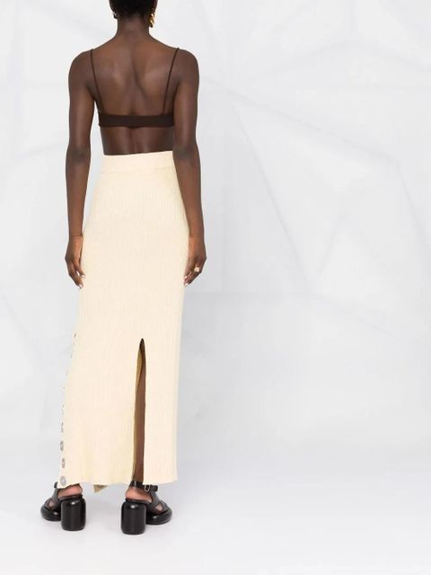Jil Sander snap-button rib-knit maxi skirt - Neutrals