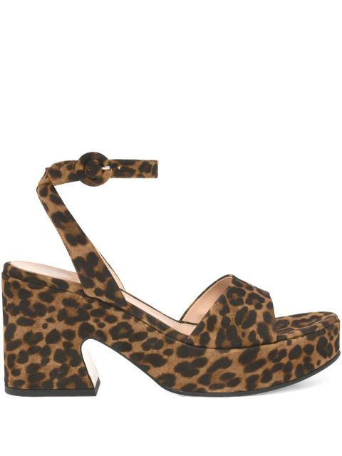 Gianvito Rossi Alma leopard-print platform sandals - Brown - zdjęcie produktu nr 1