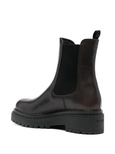 Prada 55mm logo-debossed boots - Brown