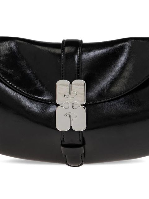 GANNI logo-buckle shoulder bag - Black