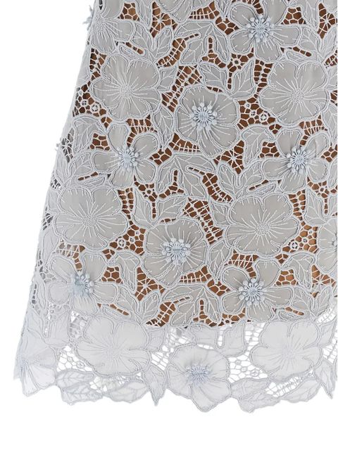 Self-Portrait floral-lace point-collar mini dress - Blue