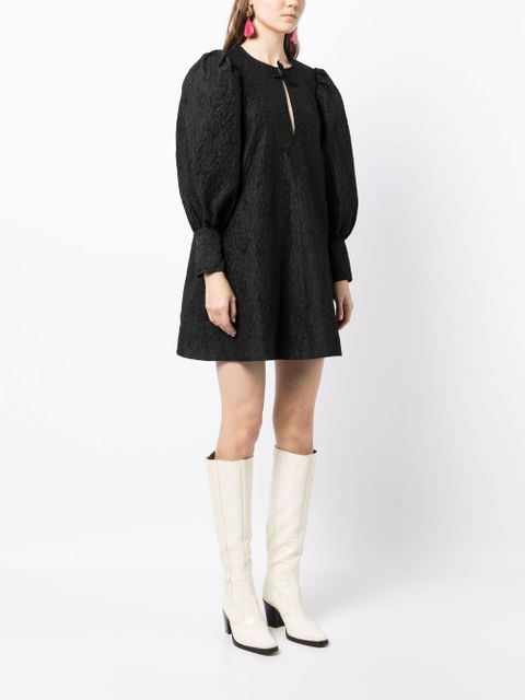 GANNI jacquard organza mini-dress - Black