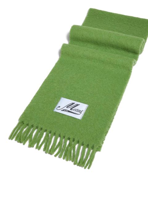 Marni logo-patch alpaca wool-blend scarf - Green