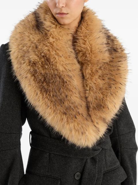 ROTATE BIRGER CHRISTENSEN single-breasted faux-fur collar coat - Grey