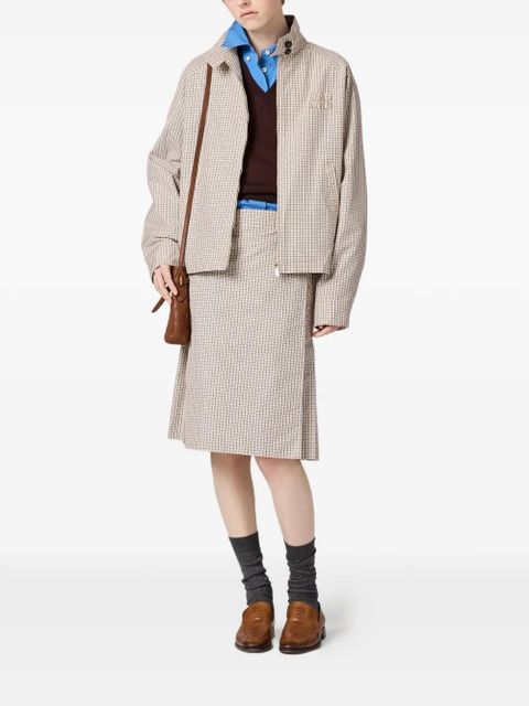 Miu Miu check-pattern oversized jacket - Neutrals